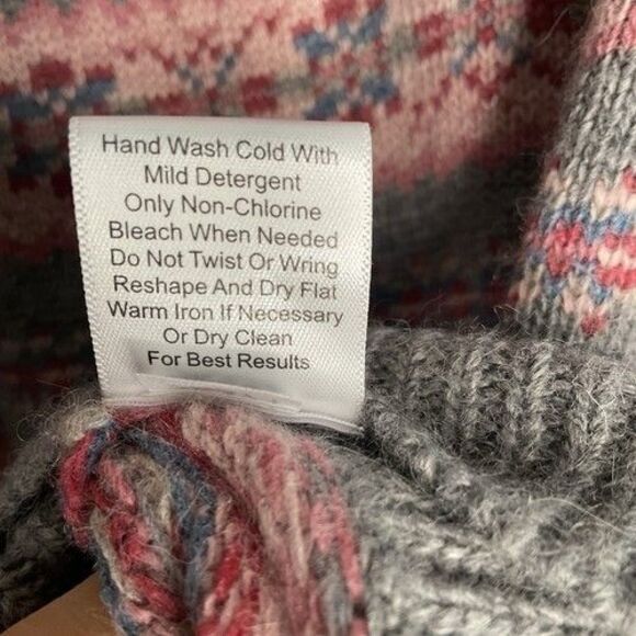 NWOT Garnet Hill Wool Blend Highland Turtleneck Sweater Women Size M Gray/Pink - Picture 3 of 10